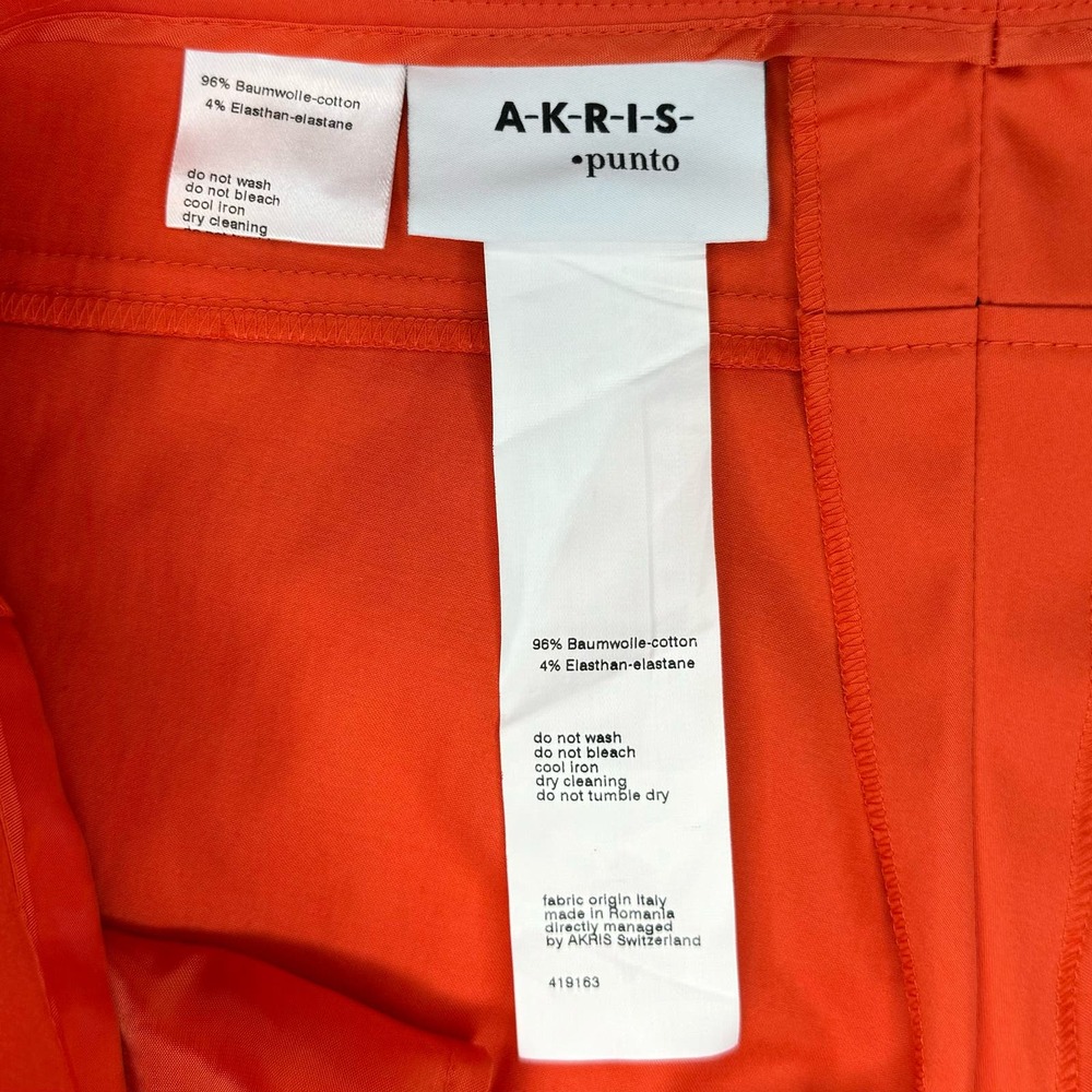 AKRIS Punto Franca in Papaya-Pintuck Orange Cropped Pant-Size 10 - Picture 3 of 9